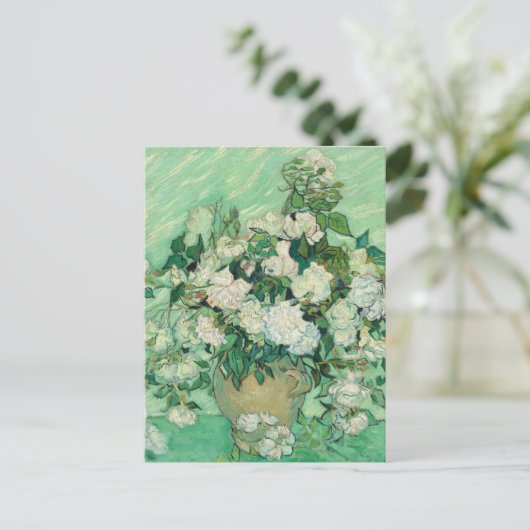 Vincent van Gogh Rose Impressionist Postkarte (Stehend Vorderseite)