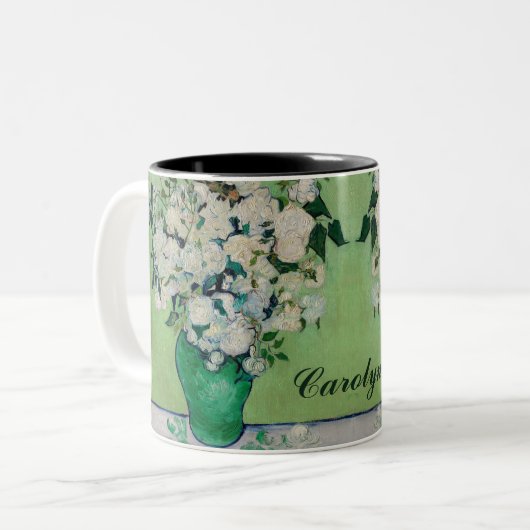 Vincent Van Gogh Rose Individuelle Name Green Zweifarbige Tasse (Vorderseite Links)