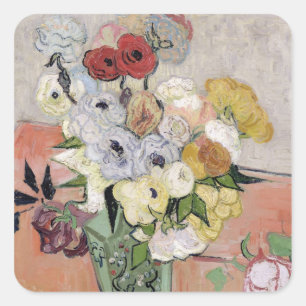 Vincent van Gogh Rosen und Anemonen, 1890 Quadratischer Aufkleber