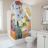 Vincent Van Gogh - Roses And Anemones 1890 Duschvorhang (Beispiel)