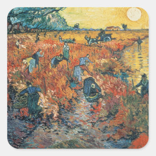 Vincent van Gogh  Rote Weinberge in Arles, 1888 Quadratischer Aufkleber