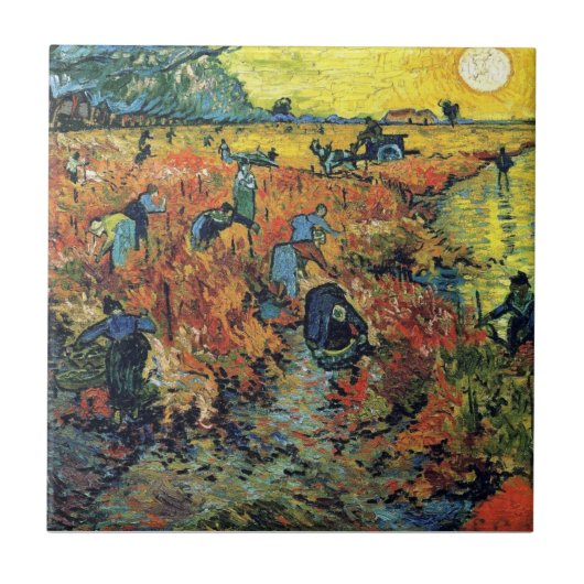 Vincent Van Gogh - Roter Weingarten bei Arles Male Fliese (Vorderseite)