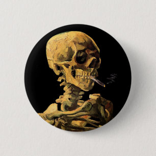 Vincent van Gogh - Schädel mit brennender Button