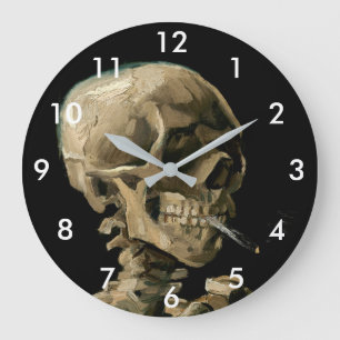 Vincent van Gogh - Schädel mit brennender Zigarett Große Wanduhr