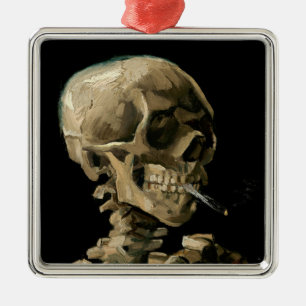 Vincent van Gogh - Schädel mit brennender Zigarett Ornament Aus Metall