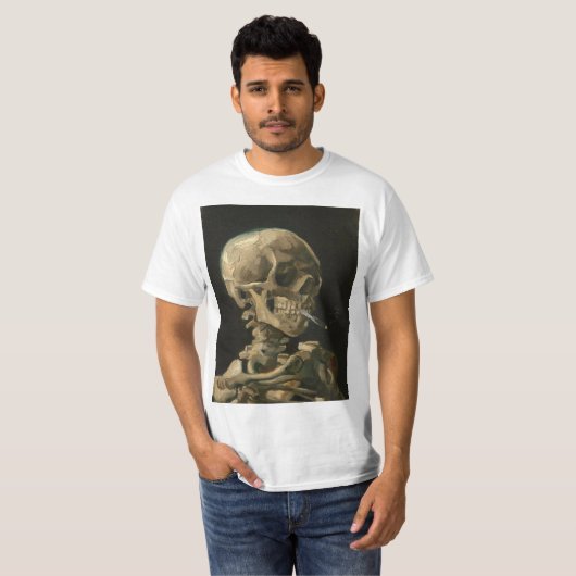 Vincent Van Gogh - Schädel mit brennender Zigarett T-Shirt (Vorne ganz)
