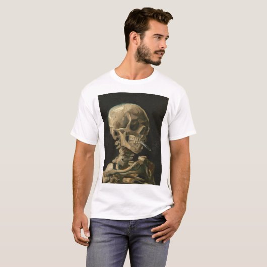 Vincent Van Gogh - Schädel mit brennender Zigarett T-Shirt (Vorne ganz)
