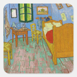 Vincent Van Gogh Schlafzimmer. Impressionistische  Quadratischer Aufkleber