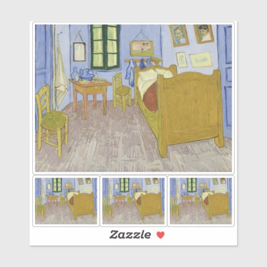 Vincent Van Gogh, Schlafzimmer in Arles, 3. Versio Aufkleber (Blatt)