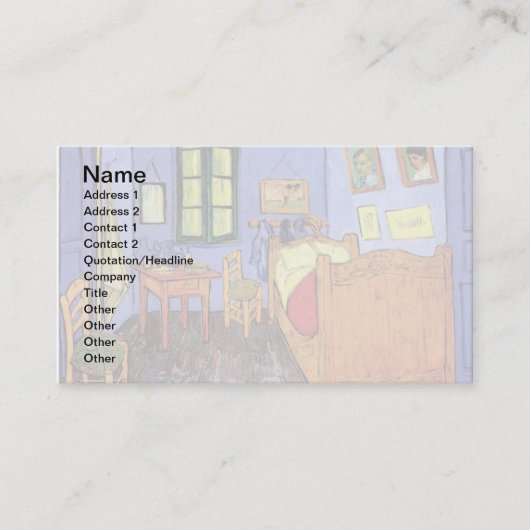 Vincent Van Gogh - Schlafzimmer mit Arles Fine Art Visitenkarte (Vorderseite)