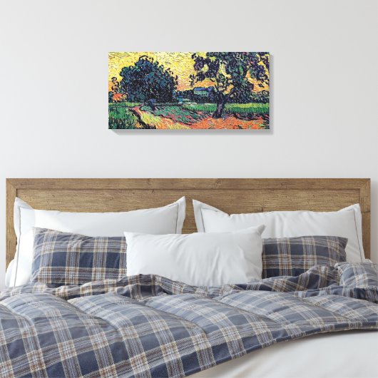 Vincent Van Gogh - Schloss von Auvers bei Sonnenun Leinwanddruck (Insitu (Schlafzimmer))
