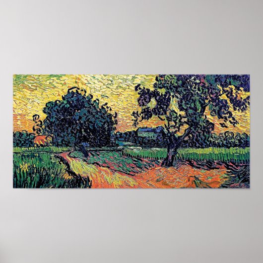 Vincent Van Gogh - Schloss von Auvers bei Sonnenun Poster (Vorne)