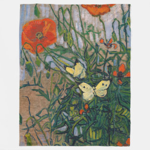 Vincent van Gogh - Schmetterlinge und Mohn Fleecedecke