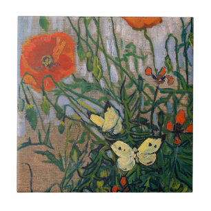 Vincent van Gogh - Schmetterlinge und Mohn Fliese