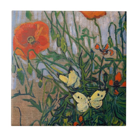 Vincent van Gogh - Schmetterlinge und Mohn Fliese (Vorderseite)