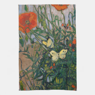 Vincent van Gogh - Schmetterlinge und Mohn Geschirrtuch