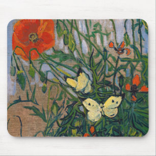 Vincent van Gogh - Schmetterlinge und Mohn Mousepad