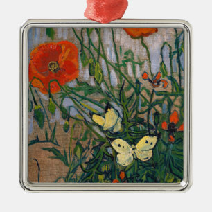 Vincent van Gogh - Schmetterlinge und Mohn Ornament Aus Metall