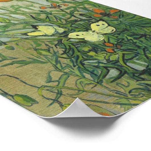 Vincent Van Gogh - Schmetterlinge und Mohn Poster (Ecke)