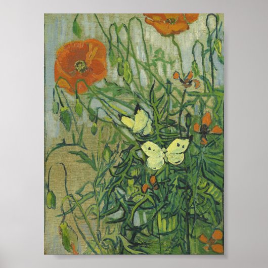 Vincent Van Gogh - Schmetterlinge und Mohn Poster (Vorne)