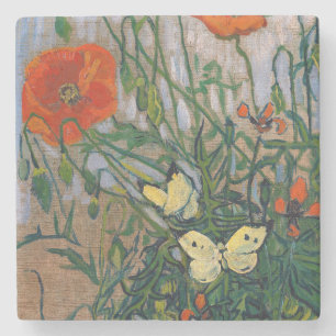Vincent van Gogh - Schmetterlinge und Mohn Steinuntersetzer