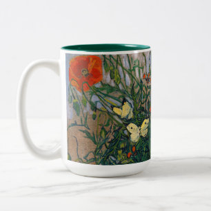 Vincent van Gogh - Schmetterlinge und Mohn Zweifarbige Tasse