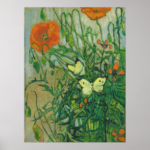 Vincent Van Gogh - Schmetterlinge und Mohnblüter a Poster