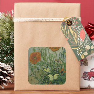 Vincent van Gogh - Schmetterlinge und Pfoten Quadratischer Aufkleber