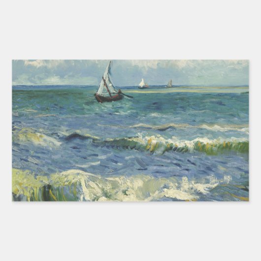 Vincent van Gogh - Seascape bei Les Saintes Rechteckiger Aufkleber (Vorderseite)