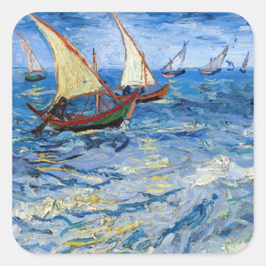 Vincent van Gogh - Seascape bei Saintes-Maries Quadratischer Aufkleber (Vorderseite)