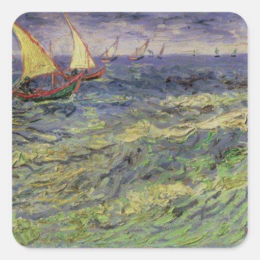 Vincent van Gogh | Seascape bei Saintes-Maries Quadratischer Aufkleber (Vorderseite)