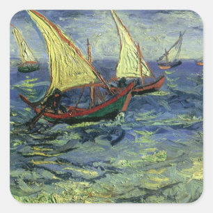 Vincent van Gogh - Seascape bei Saintes Maries Quadratischer Aufkleber