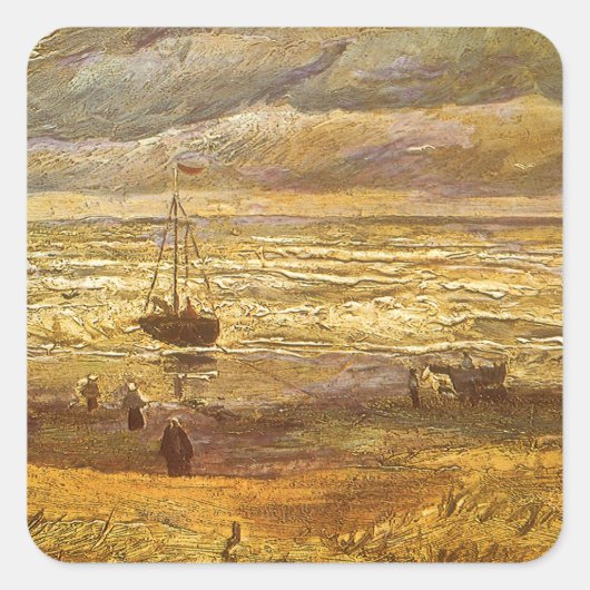 Vincent van Gogh - See in Scheveningen Quadratischer Aufkleber (Vorderseite)