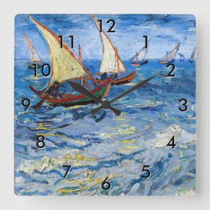 Vincent van Gogh - Seelandschaft bei Saintes-Marie Quadratische Wanduhr