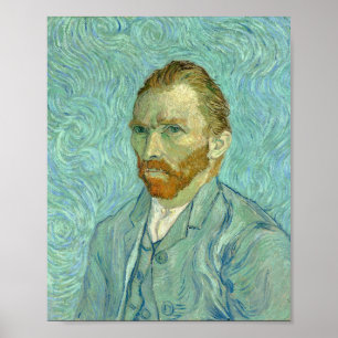 Vincent Van Gogh selbst Portrait Blue Background Poster