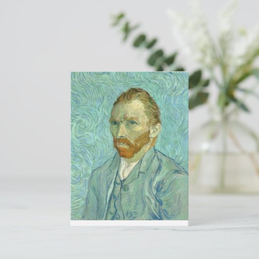 Vincent Van Gogh selbst Portrait Blue Background Postkarte (Stehend Vorderseite)