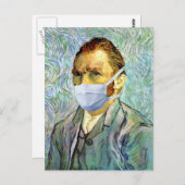 Vincent Van Gogh selbst Portrait mit Maske Spoof Postkarte (Vorne/Hinten)