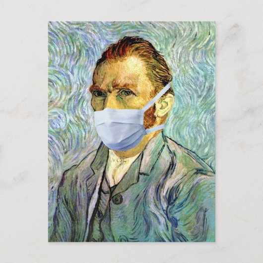 Vincent Van Gogh selbst Portrait mit Maske Spoof Postkarte (Vorderseite)