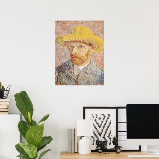 Vincent van Gogh selbst-Portrait Strohhut Pink Poster (Heimbüro)