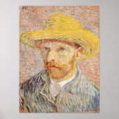 Vincent van Gogh selbst-Portrait Strohhut Pink Poster (Vorne)