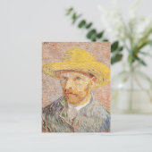 Vincent van Gogh selbst-Portrait Strohhut Pink Postkarte (Stehend Vorderseite)