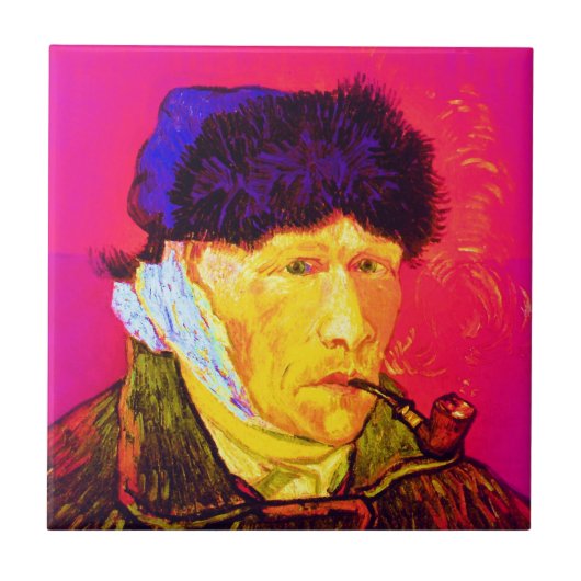 Vincent Van Gogh - Selbstportrait Bandage Pop Art Fliese (Vorderseite)