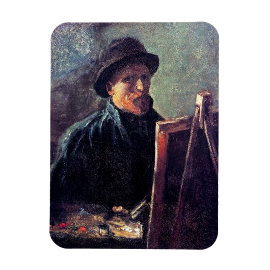 Vincent Van Gogh - Selbstportrait Dunkler Filzhut Magnet (Vertikal)