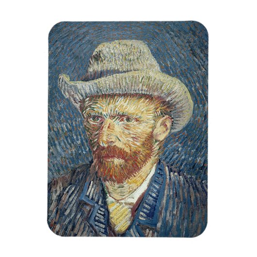 Vincent van Gogh | Selbstportrait mit Filzhut Magnet (Vertikal)