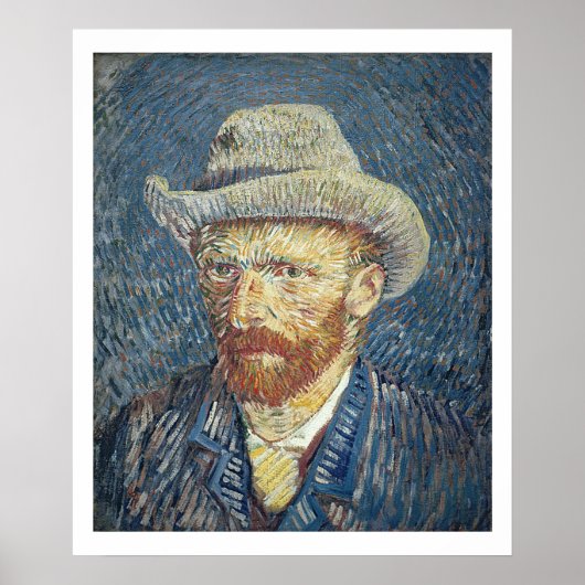 Vincent van Gogh | Selbstportrait mit Filzhut Poster (Vorne)