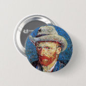 Vincent Van Gogh Selbstportrait mit grauem Filthut Button (Vorne & Hinten)
