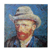 Vincent Van Gogh Selbstportrait mit grauem Filthut Fliese (Vorderseite)