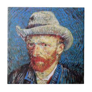 Vincent Van Gogh Selbstportrait mit grauem Filthut Fliese