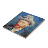 Vincent Van Gogh Selbstportrait mit grauem Filthut Fliese (Seite)