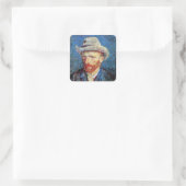 Vincent Van Gogh Selbstportrait mit grauem Filthut Quadratischer Aufkleber (Tasche)